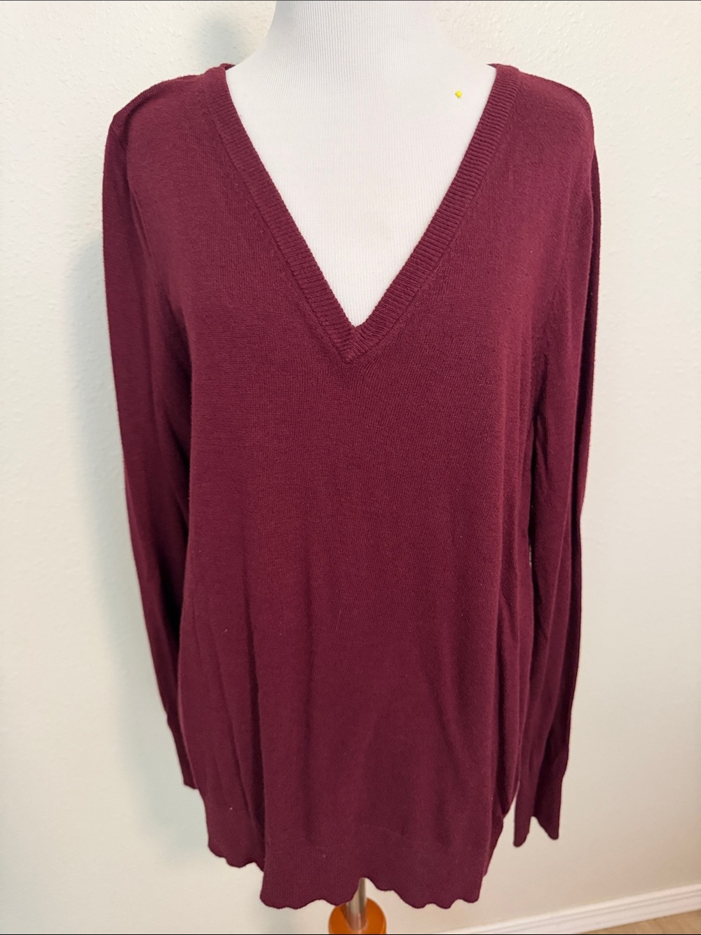 a new day Burgundy V-Neck Lightweight Sweater